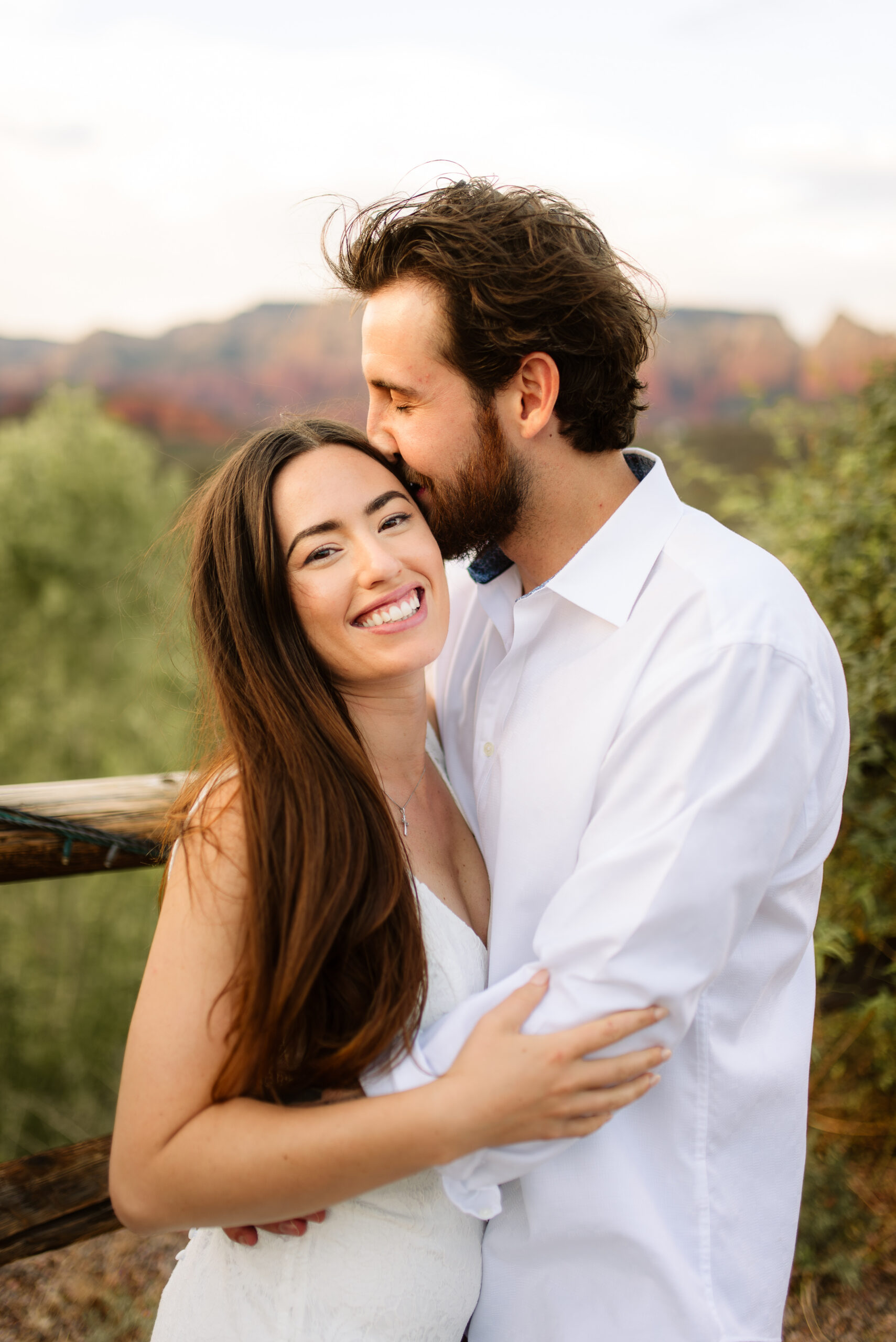 Bride and groom hugging during a Sedona elopement
